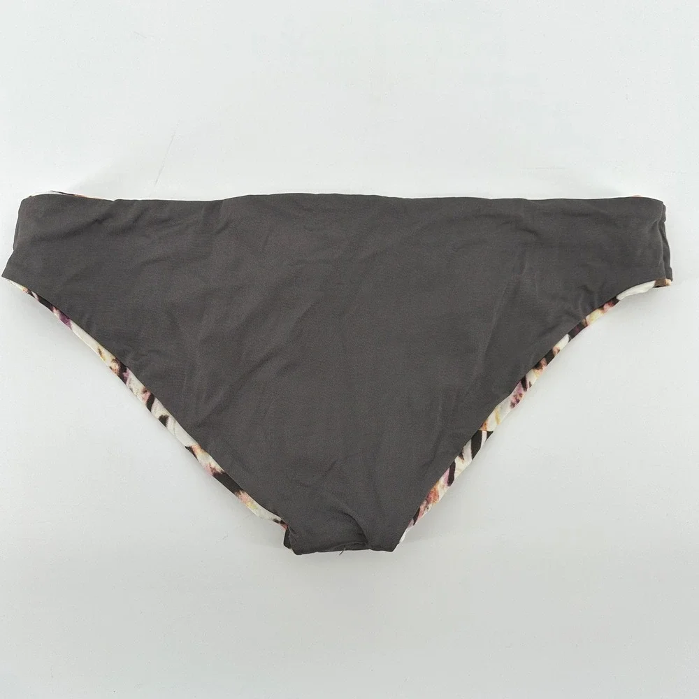 Vitamin A Reversible Bikini Bottoms Abstract Animal Print Charcoal Gray Womens M